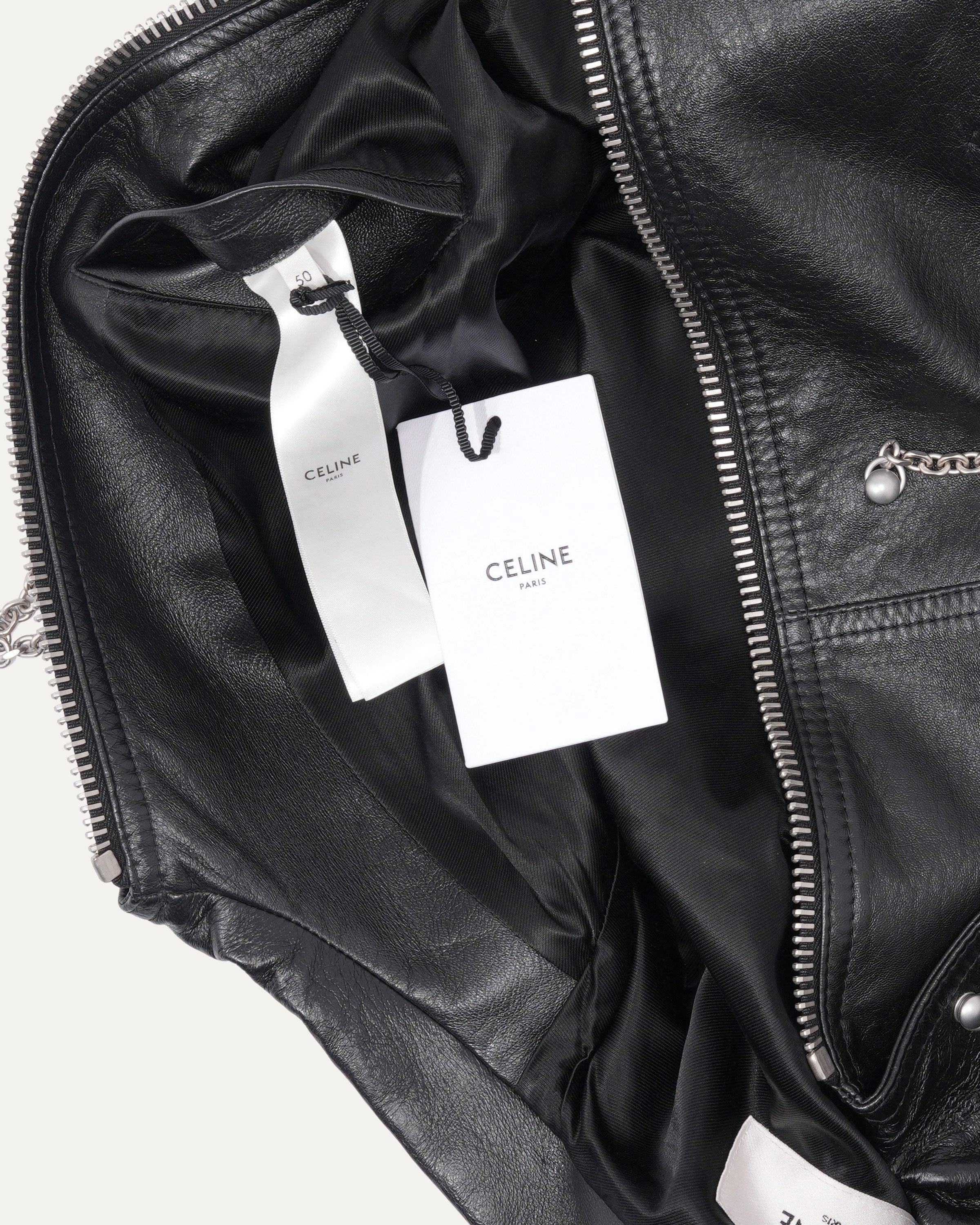 AW21 Chain-Embellished Leather Blouson Jacket