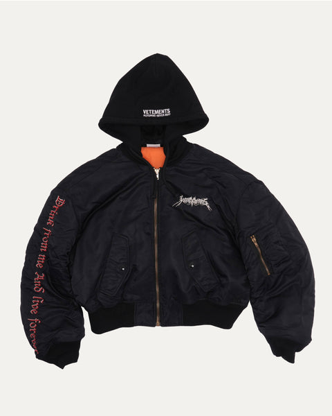 Vetements FW17 Total Fucking Darkness Cropped Bomber Jacket