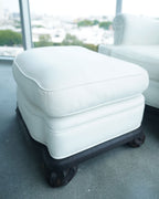 Leather Cross Patch Lounge Chair & Ottoman Set