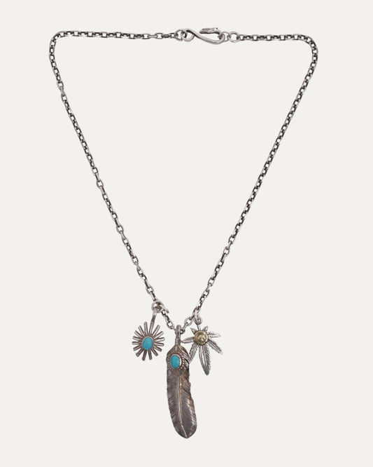 Turquoise Feather Uni Leaf Pendant Necklace