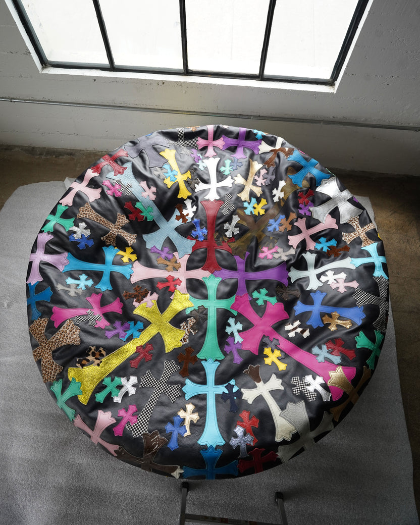 Extra Large Leather Multicolor Cross Patch Beanbag