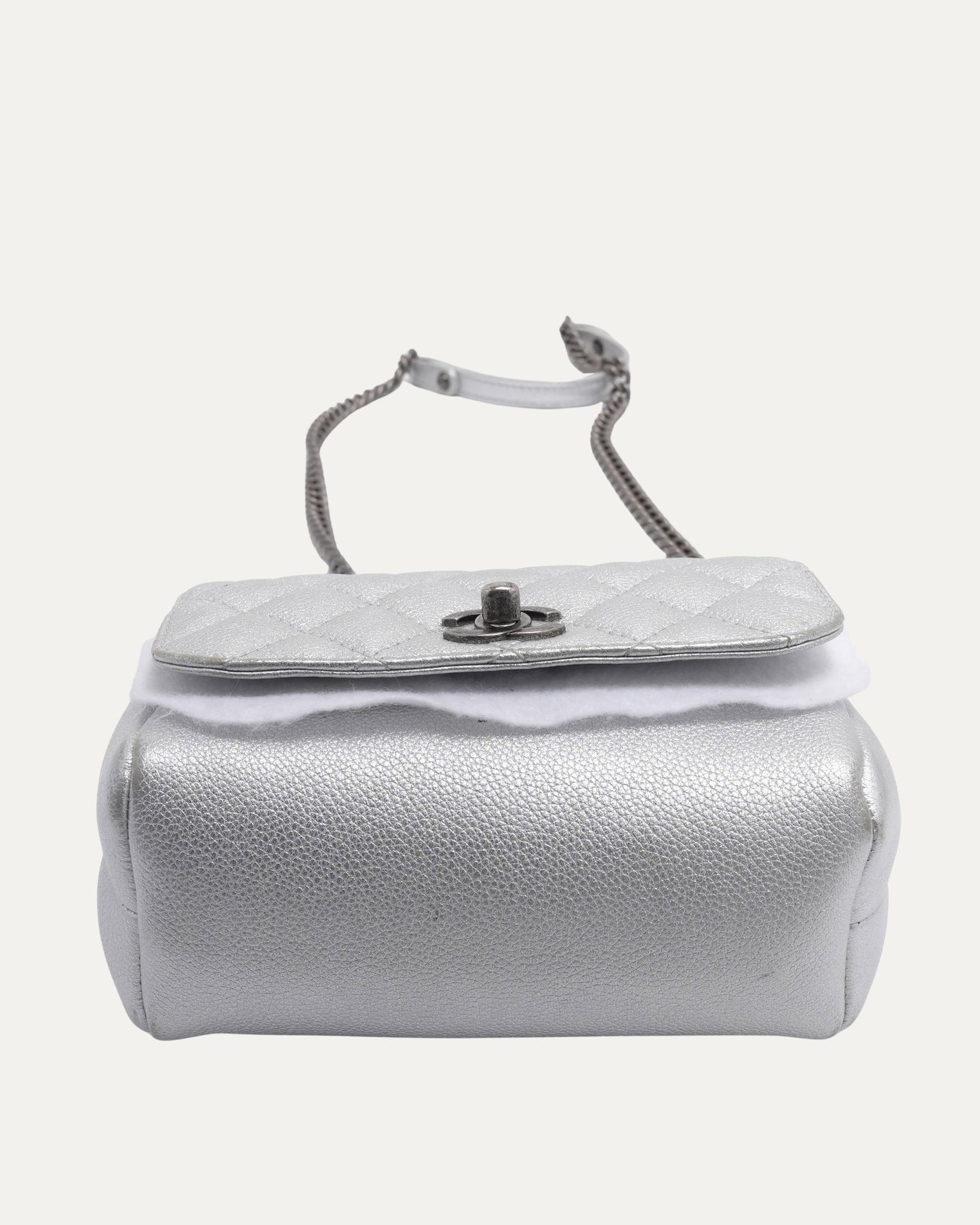 Metallic Caviar Quilted Mini Coco Handle Bag