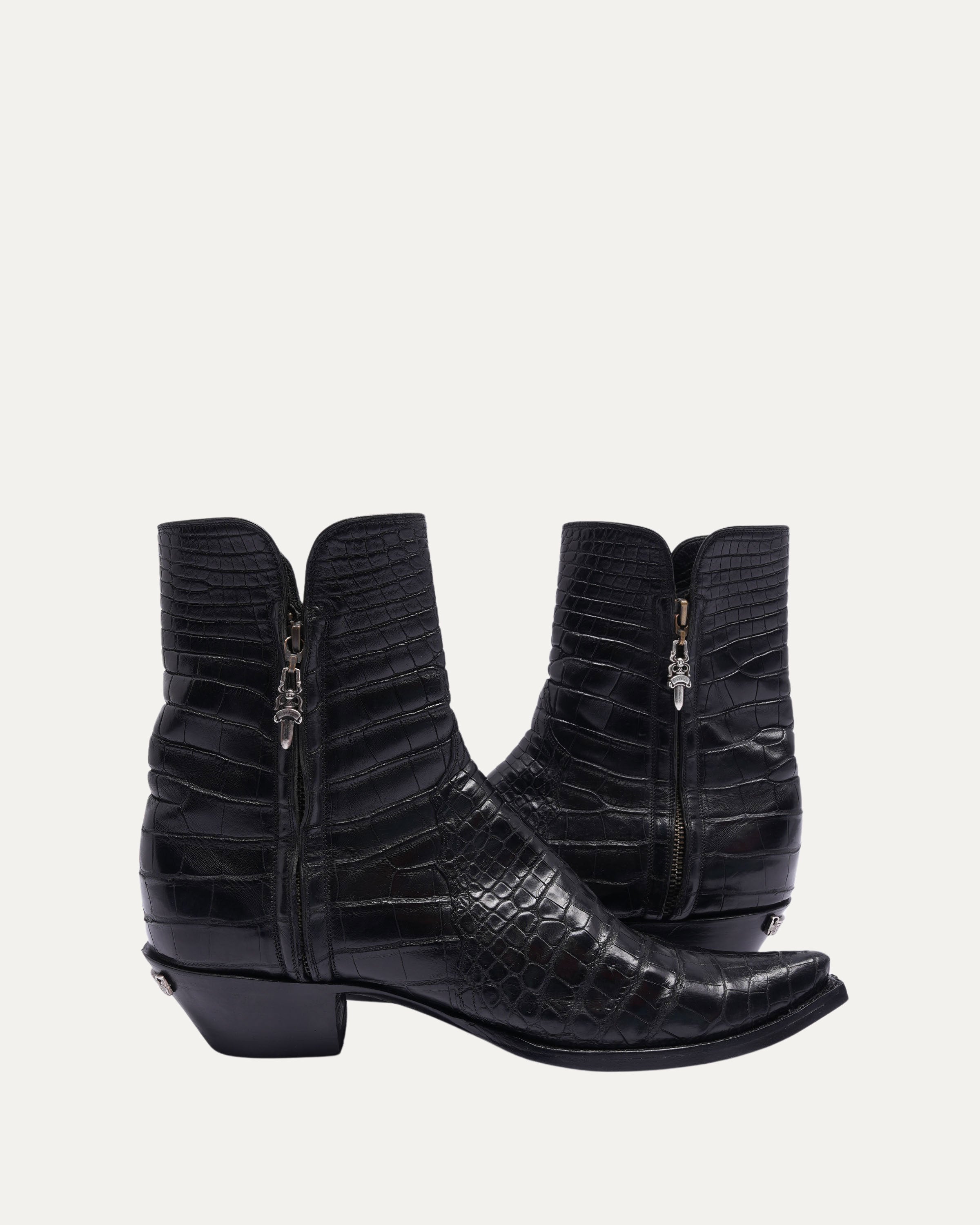 Crocodile Leather Cuban Heel Boots