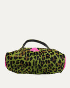 Embellished Cross Patch Leopard Pony Hair Lyon Bag