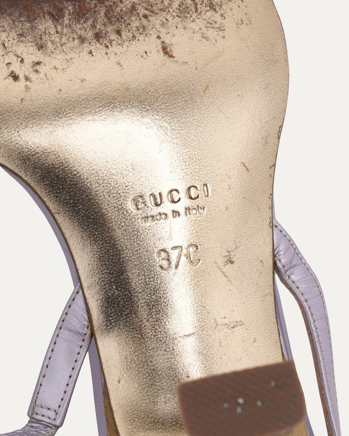 Lavender Sandals With Gold Detail