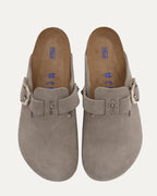 Cross Embellished Birkenstock Boston Suede Mule