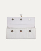 Cross Embellished Lizard Skin Clutch