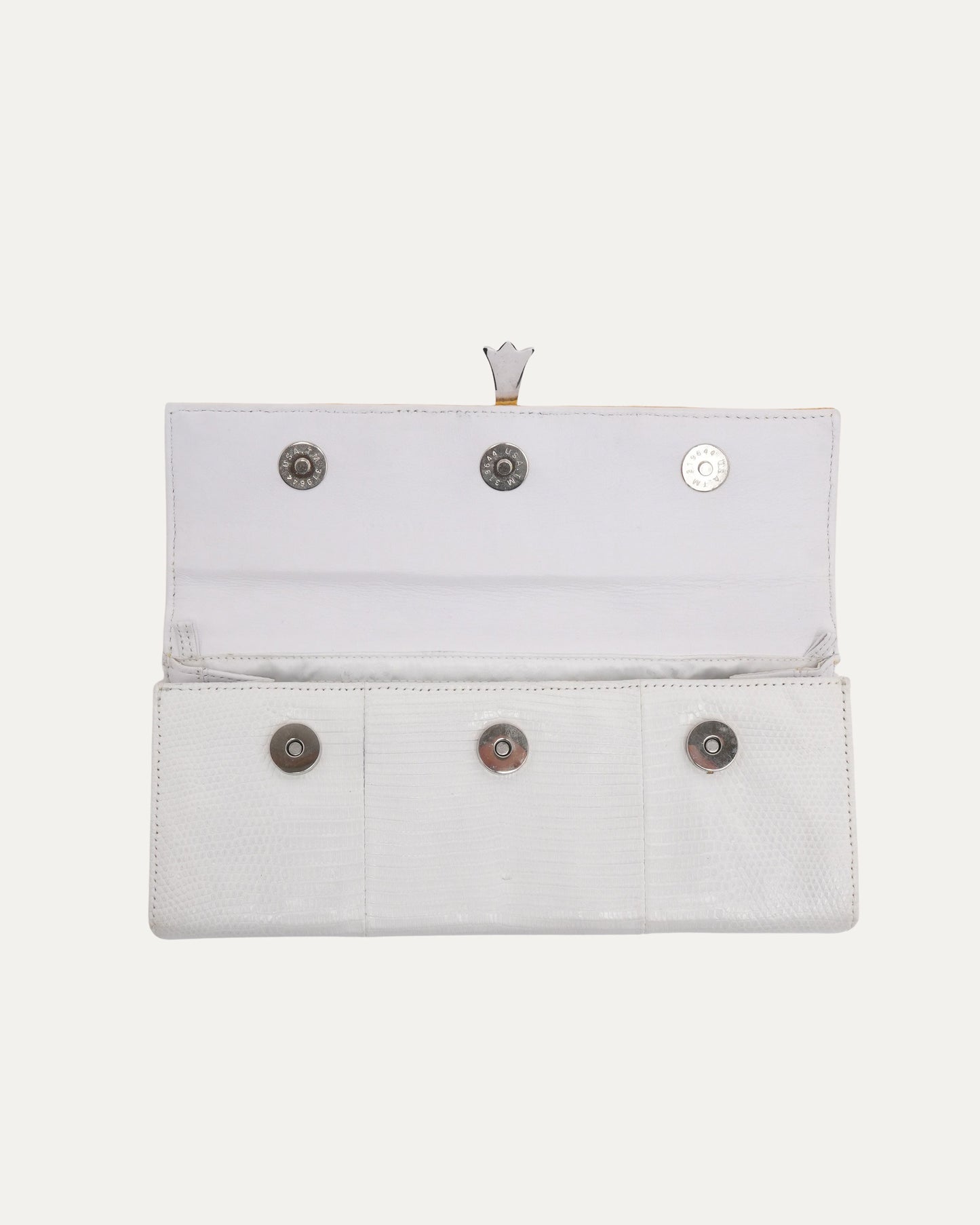 Cross Embellished Lizard Skin Clutch