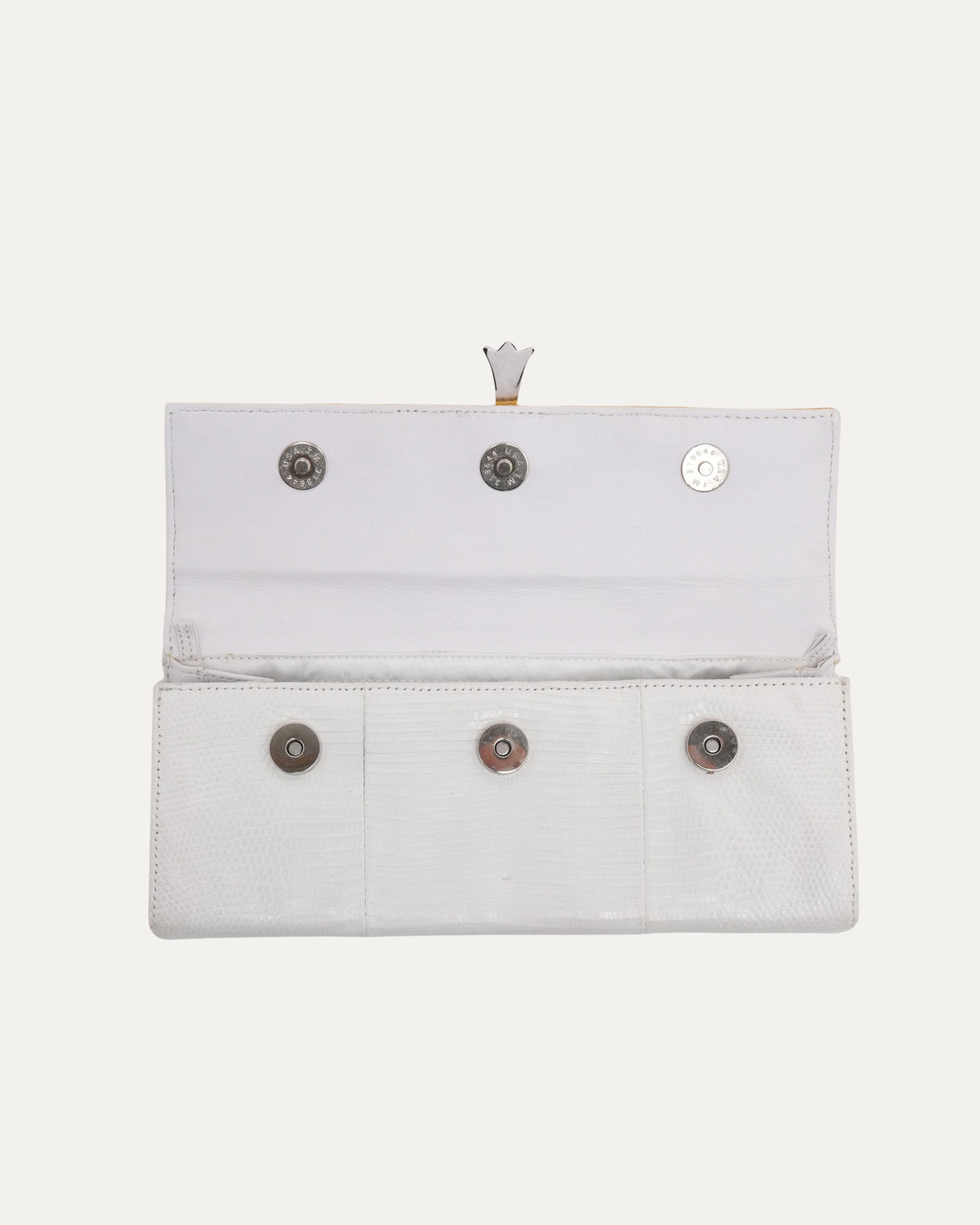 Cross Embellished Lizard Skin Clutch