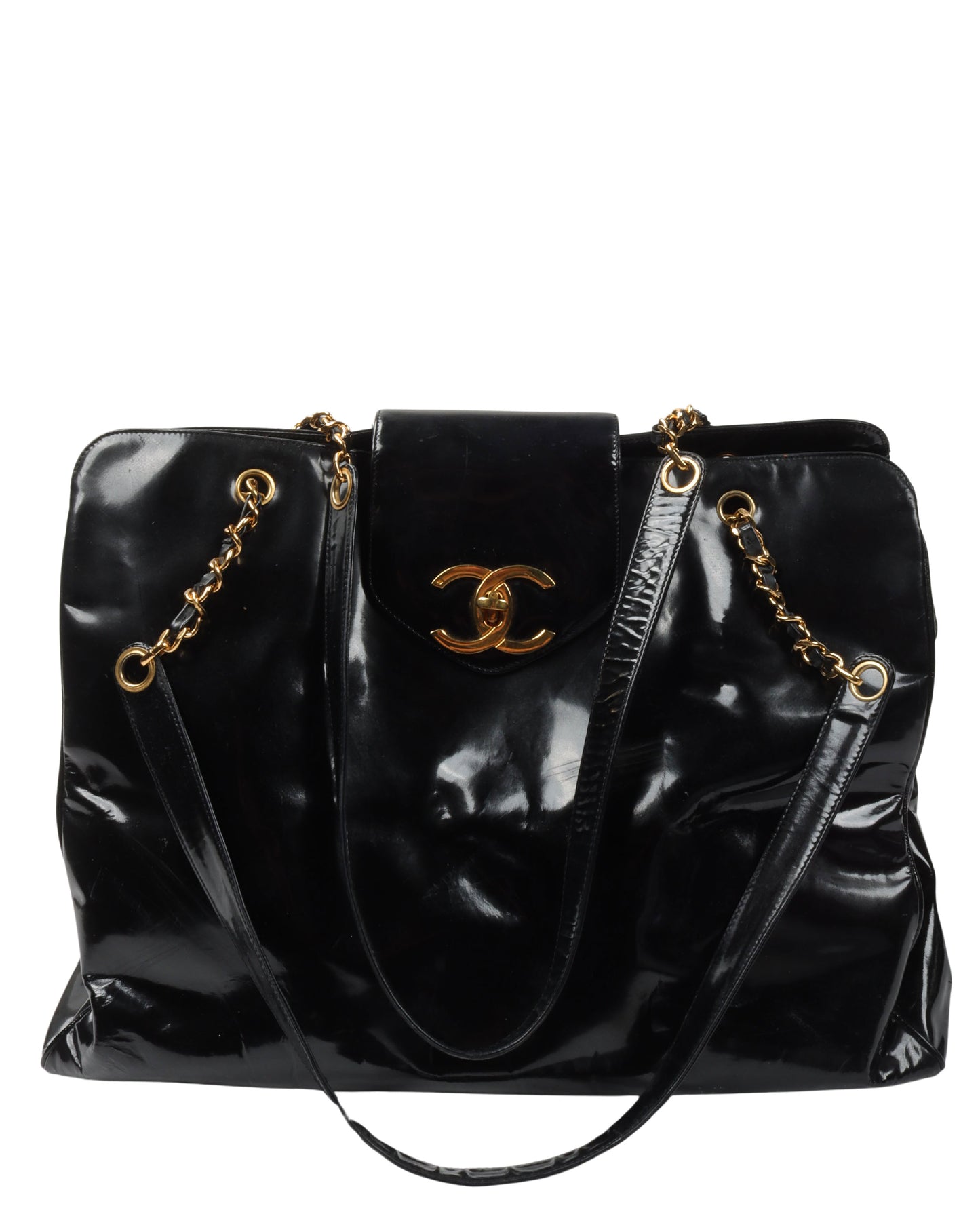 CC Chain Patent Leather Tote
