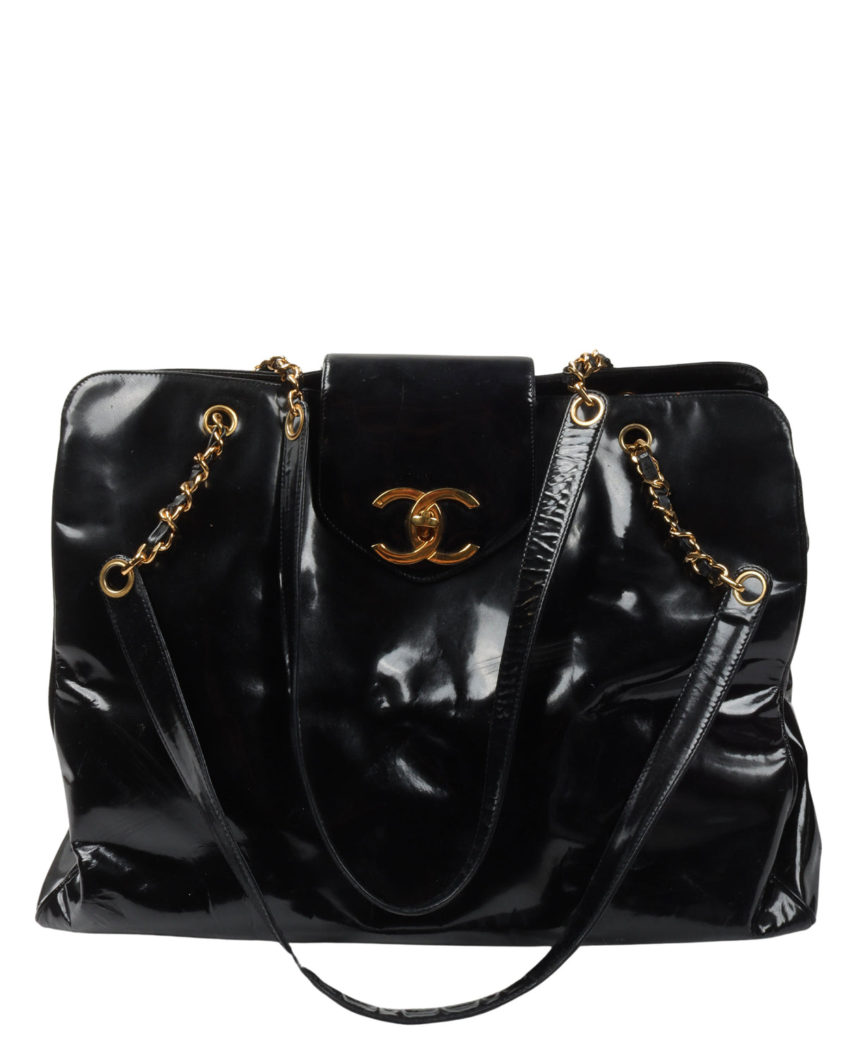 CC Chain Patent Leather Tote