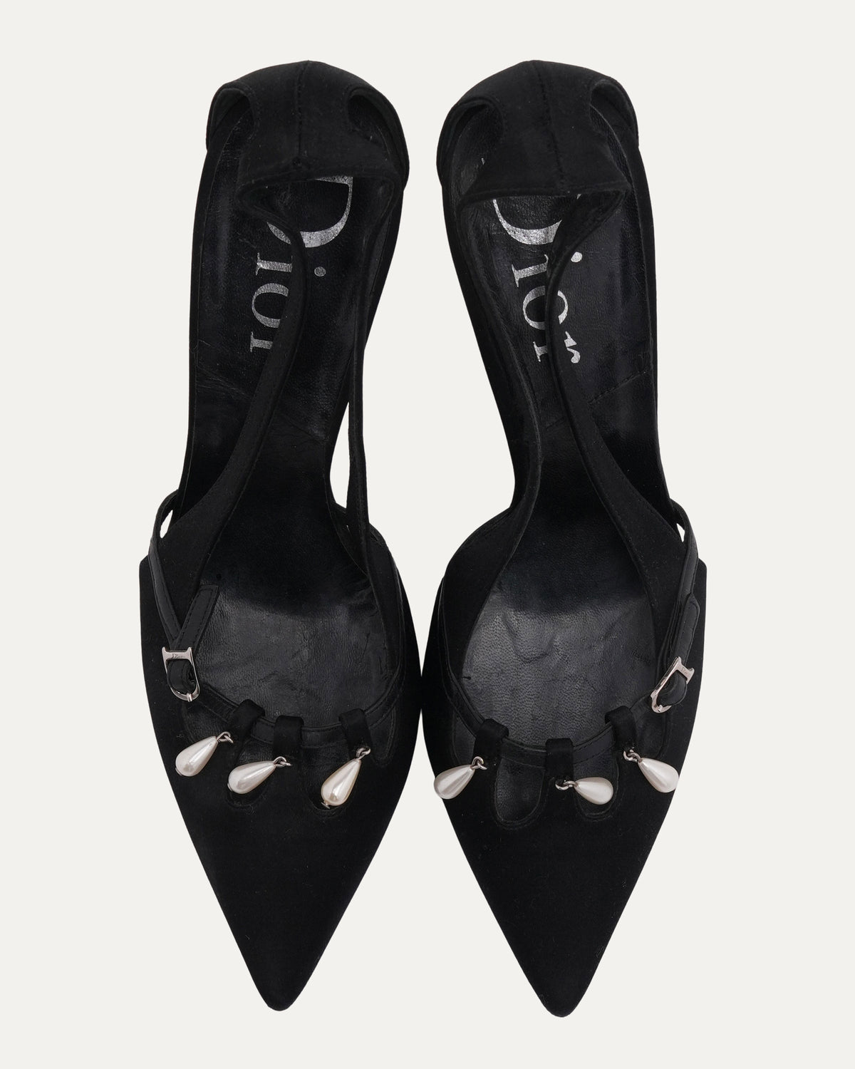 Satin Heels With Pearl Detail