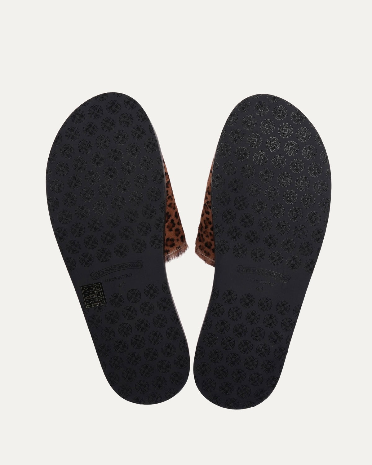 Plus Cross Patch Leopard Slides