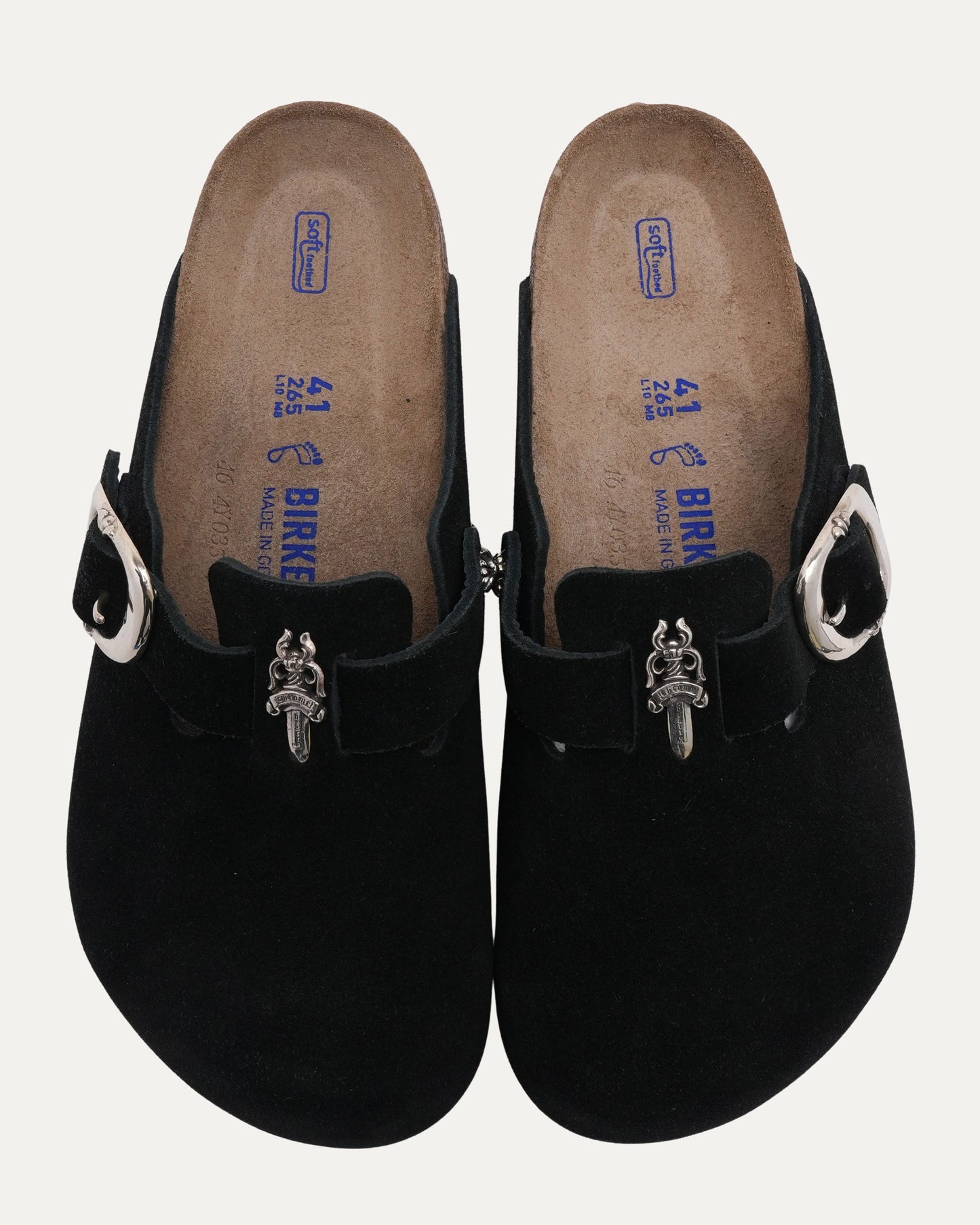 Dagger Embellished Birkenstock Boston Suede Mule