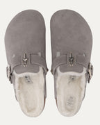 Dagger Embellished Birkenstock Boston Shearling Lined Suede Mule