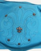 Embellished Fleur Patch Tassel Hobo Bag