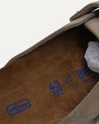 Cross Embellished Birkenstock Boston Suede Mule