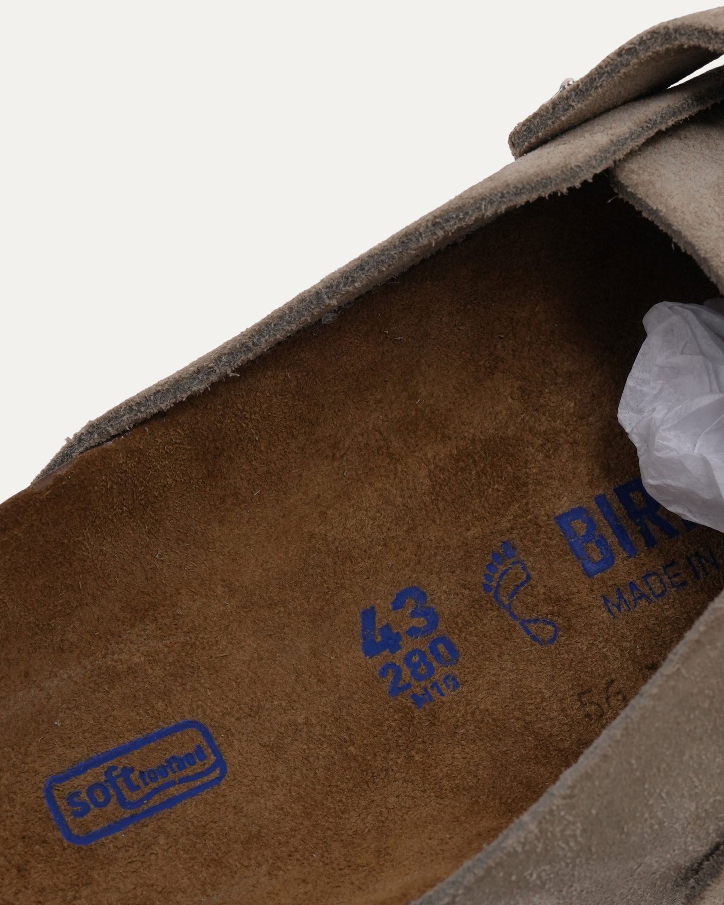 Cross Embellished Birkenstock Boston Suede Mule