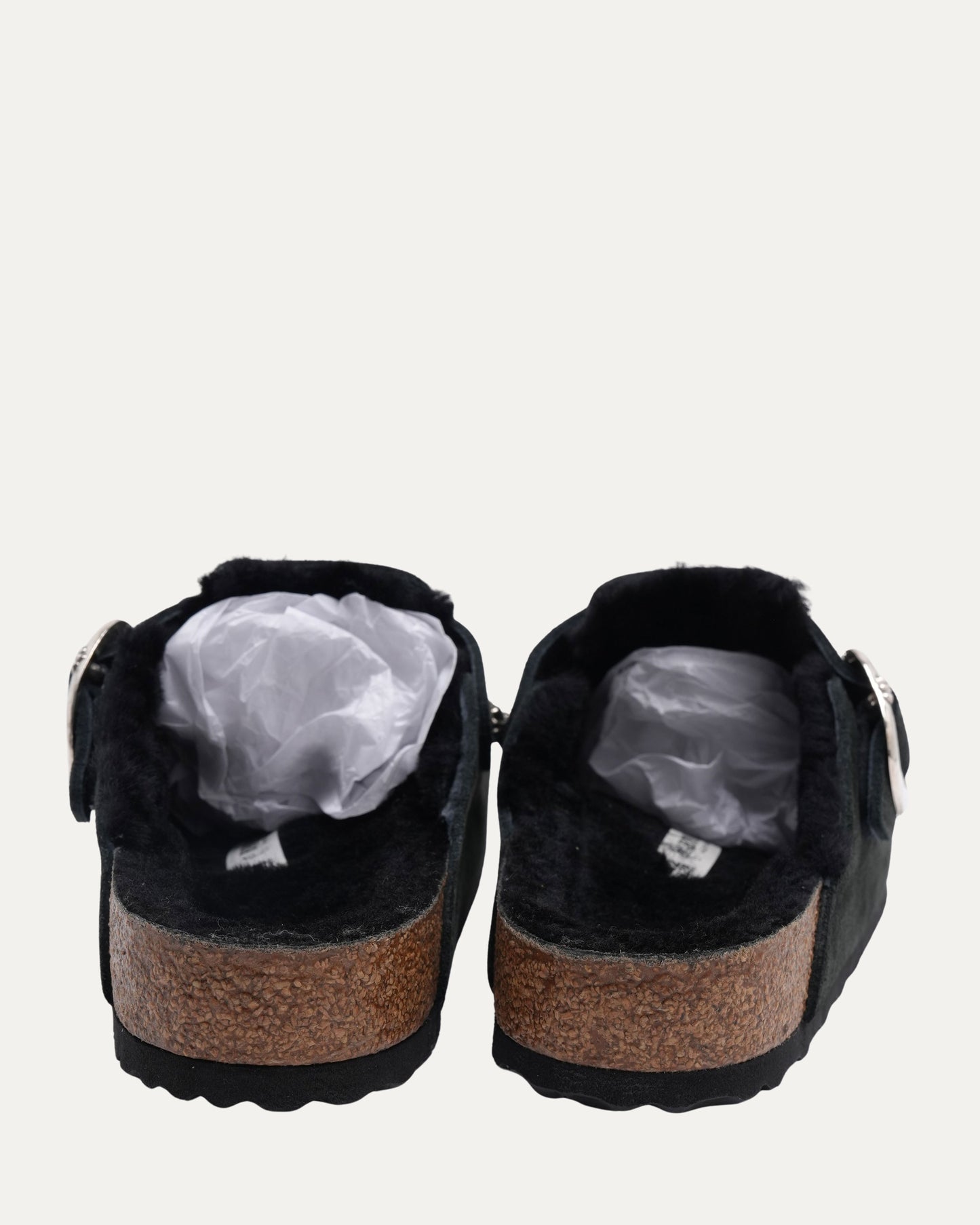 Dagger Embellished Shearling Lined Birkenstock Boston Suede Mule