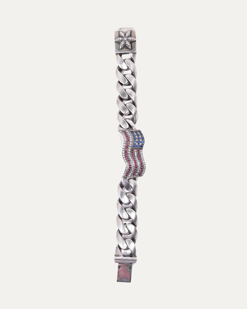 Diamond American Flag ID Bracelet