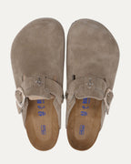 Cross Embellished Birkenstock Boston Suede Mule