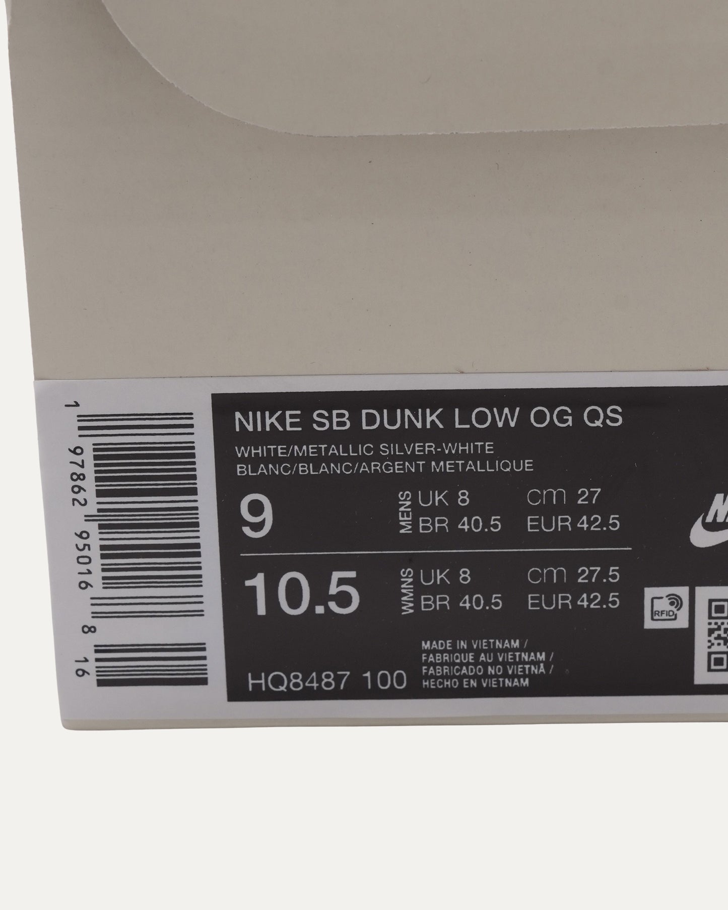 Nike Dunk Low SB 'White Metallic Silver'