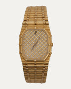 18k Gold Diamond Face Bamboo Watch