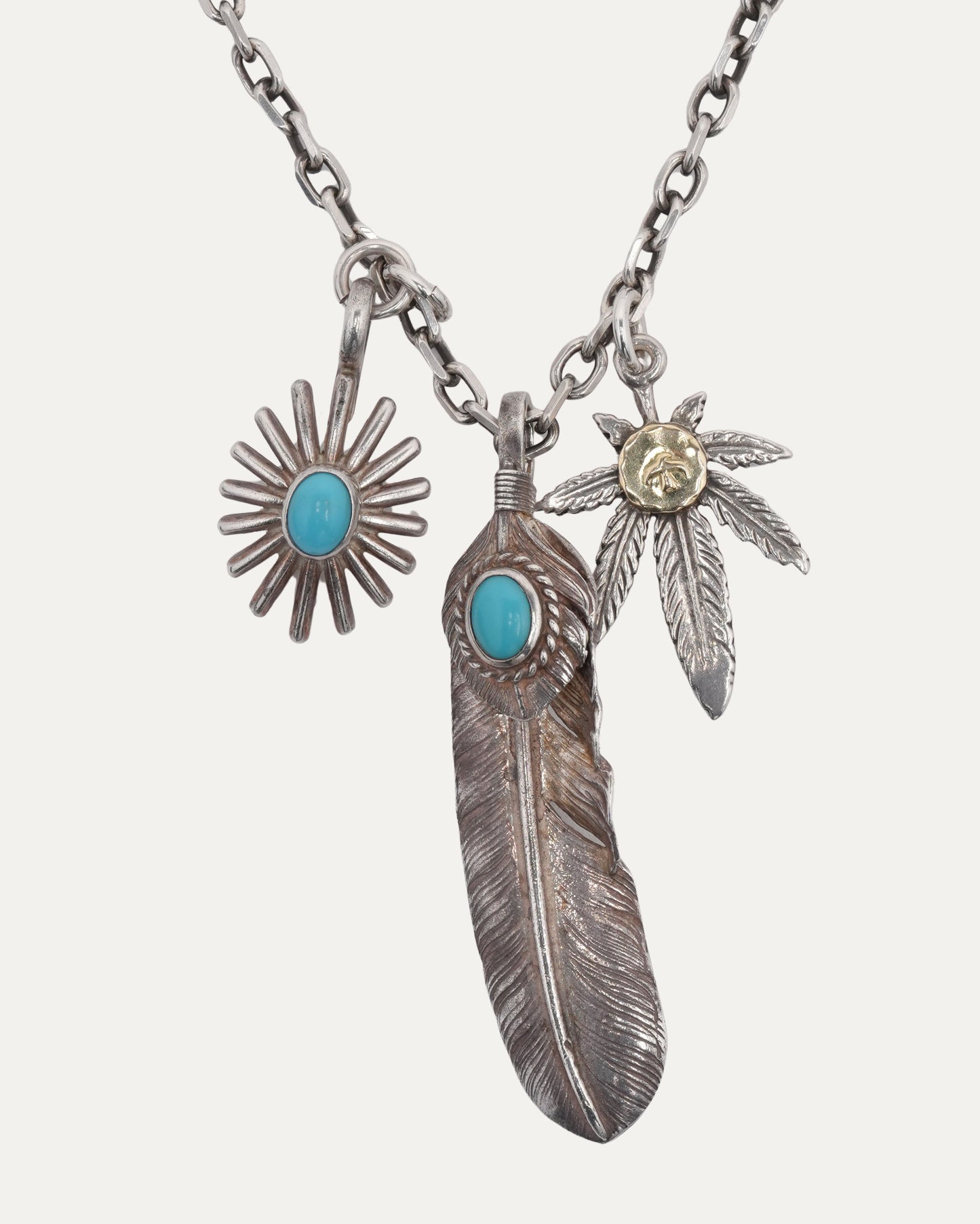 Turquoise Feather Uni Leaf Pendant Necklace