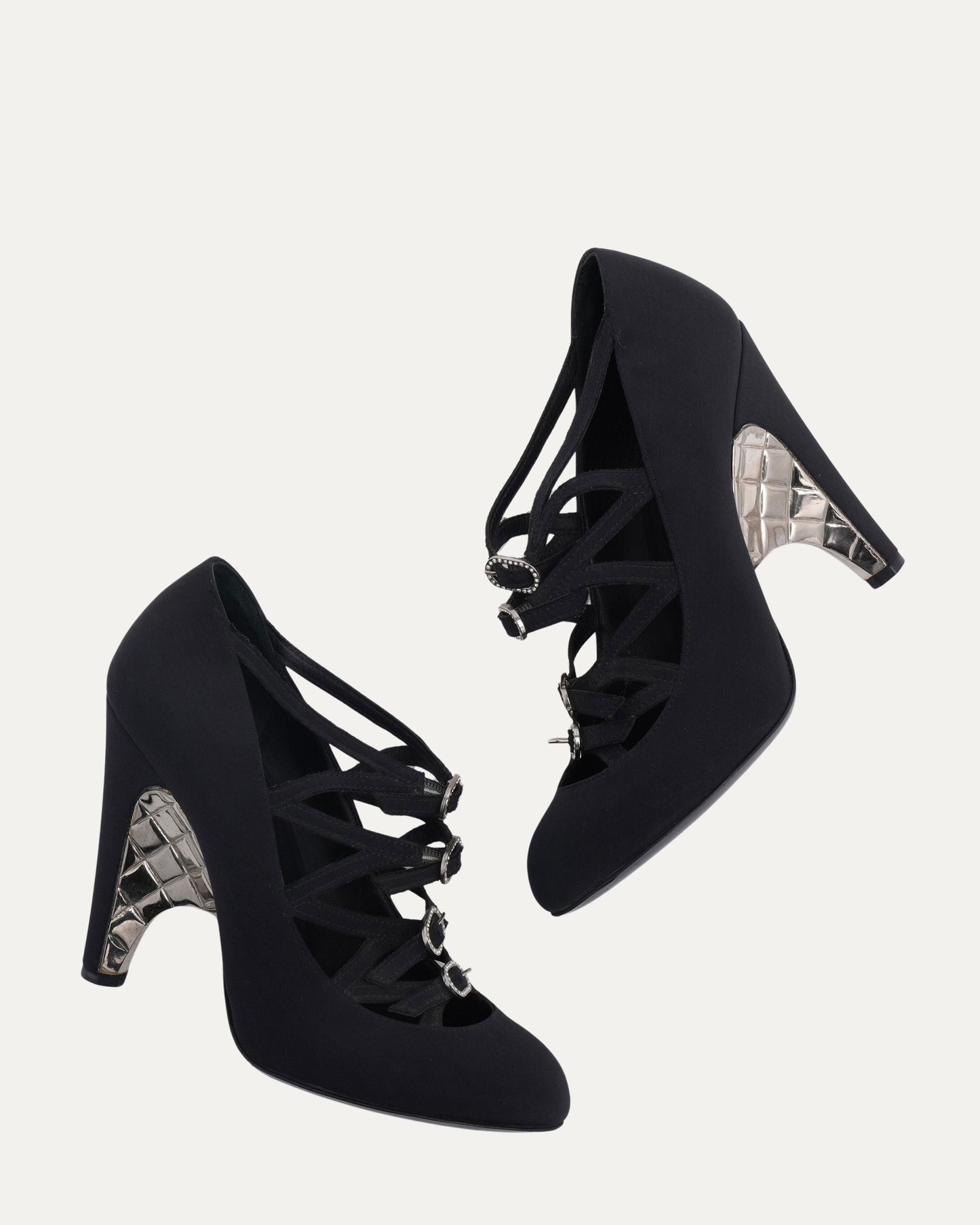 Rhinestone Buckle Heels