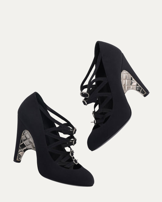 Rhinestone Buckle Heels