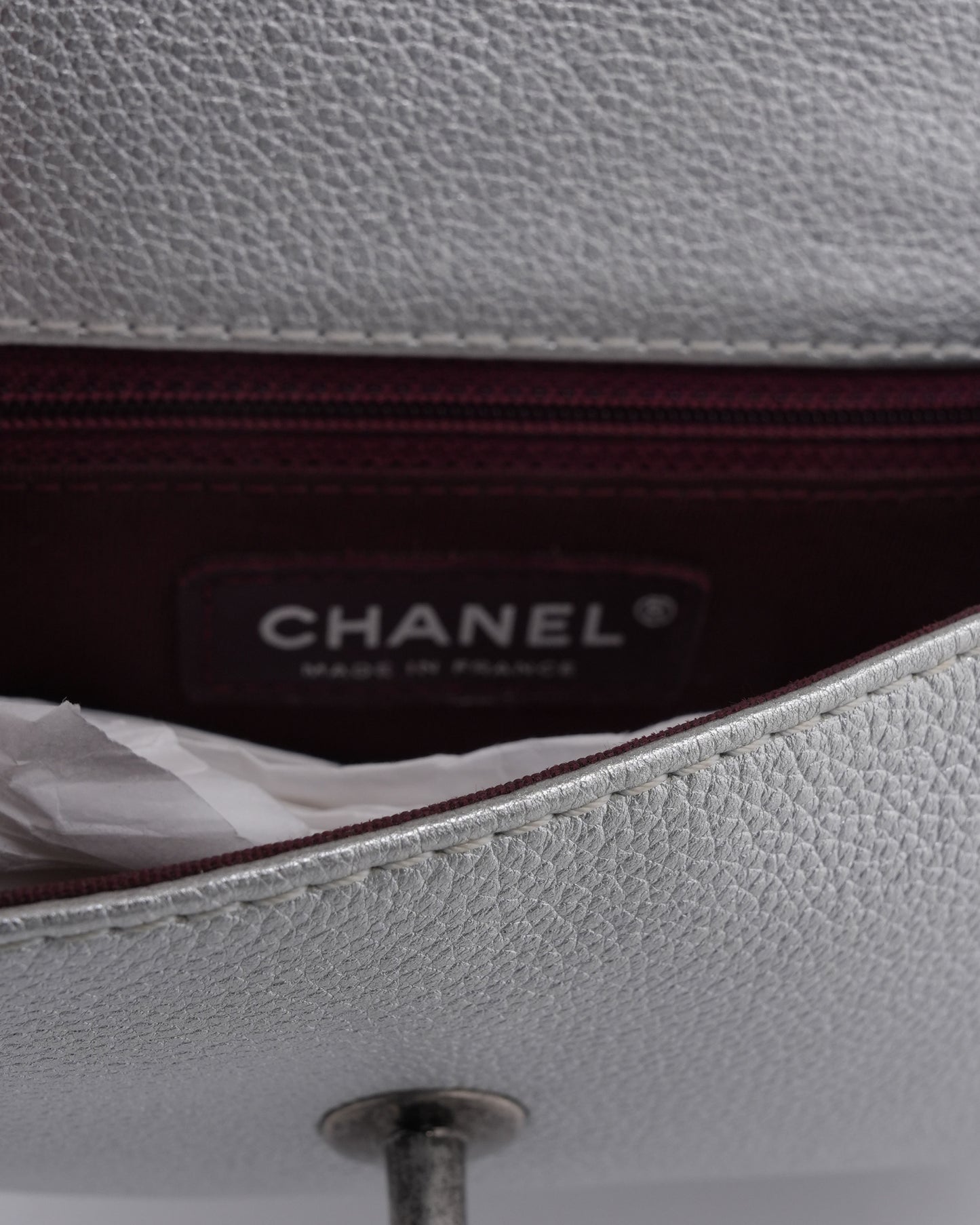 Metallic Caviar Quilted Mini Coco Handle Bag