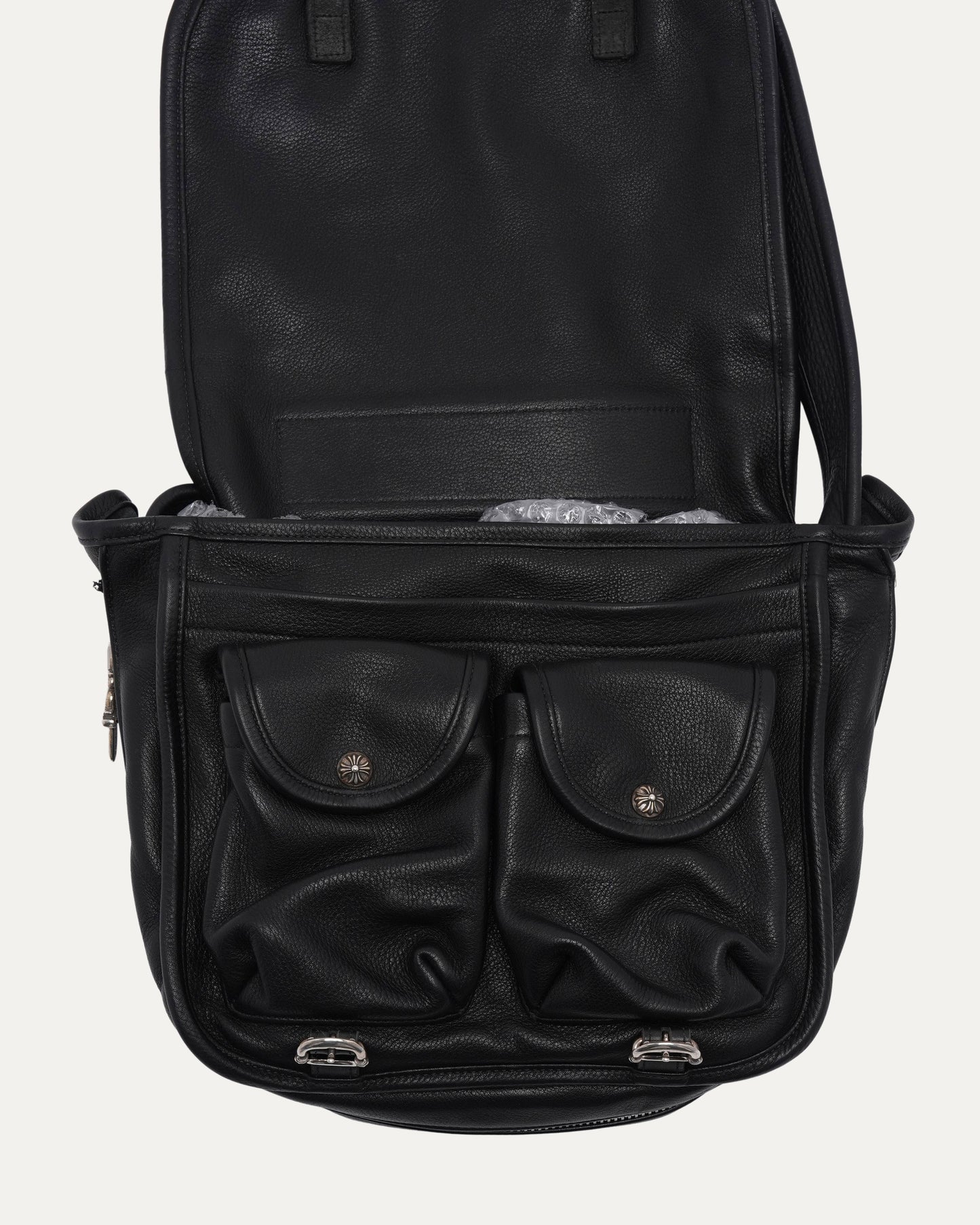 Silver Embellished Cross Patch Messenger Bag