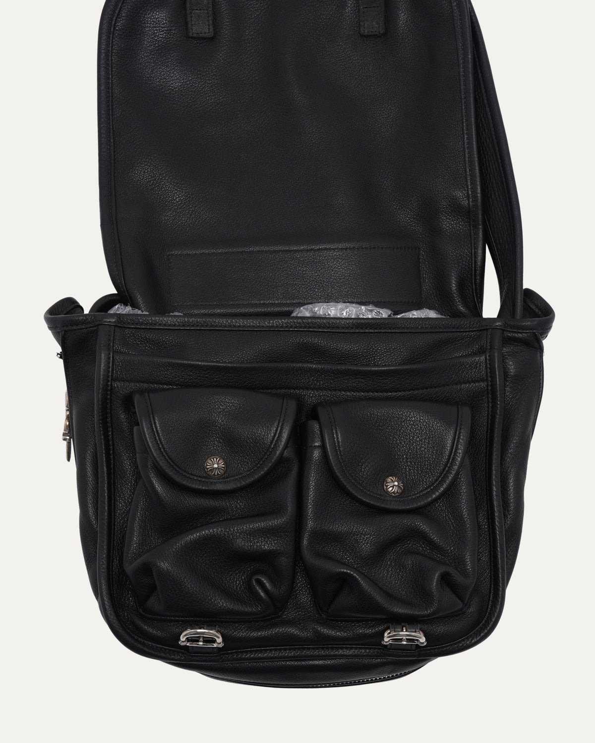 Silver Embellished Cross Patch Messenger Bag