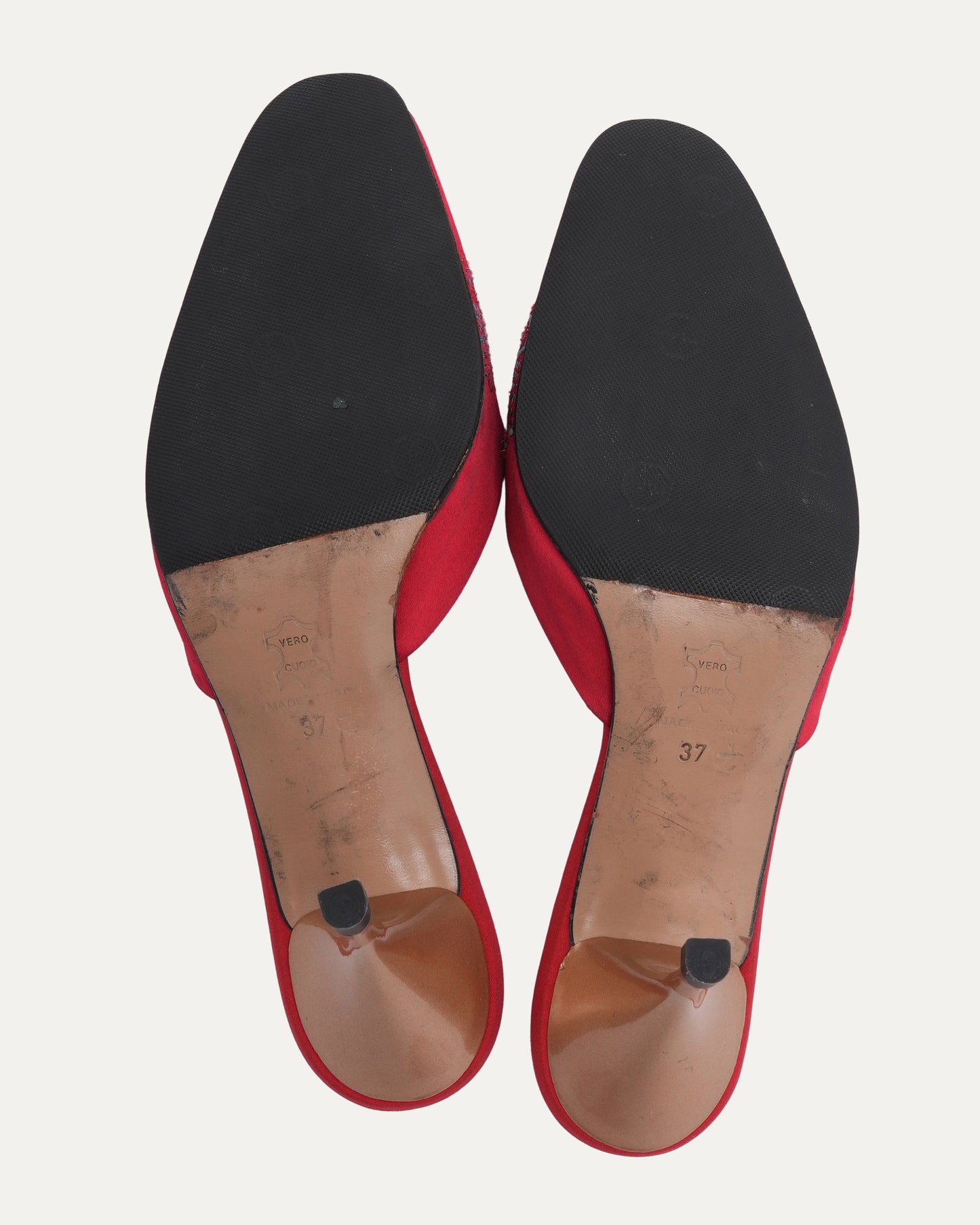 Satin Embroidered Heels
