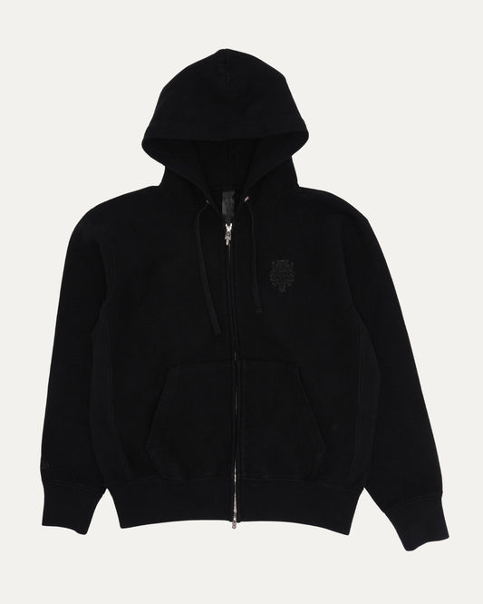 Black Embroidered Vine Dagger Zip Up Hoodie
