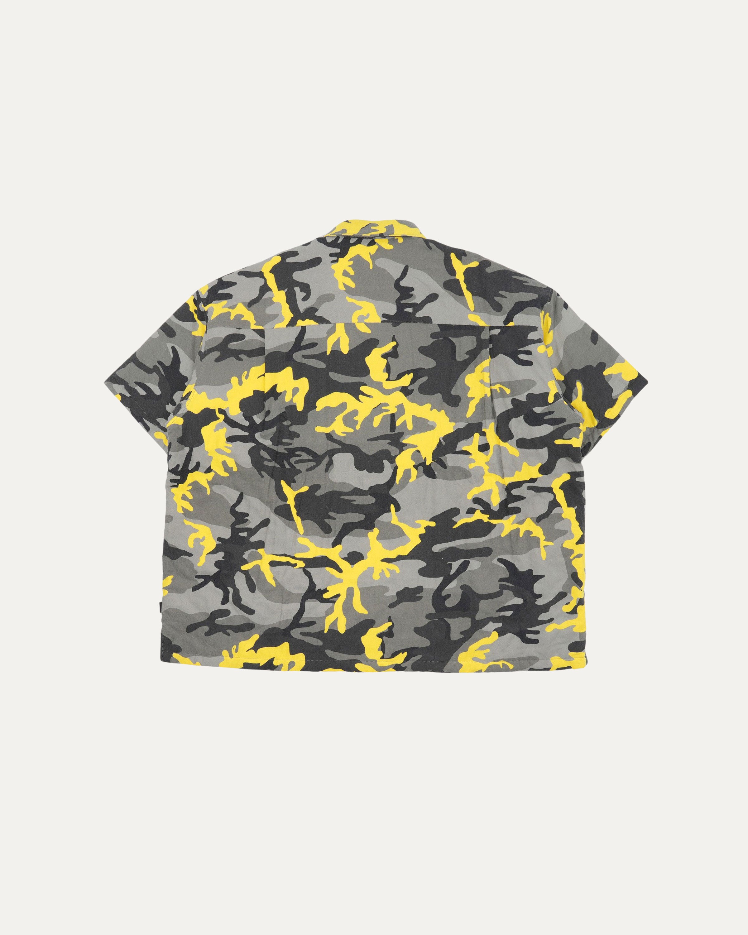 Quilted Lining Oversized Camouflage Short Sleeve Shirt