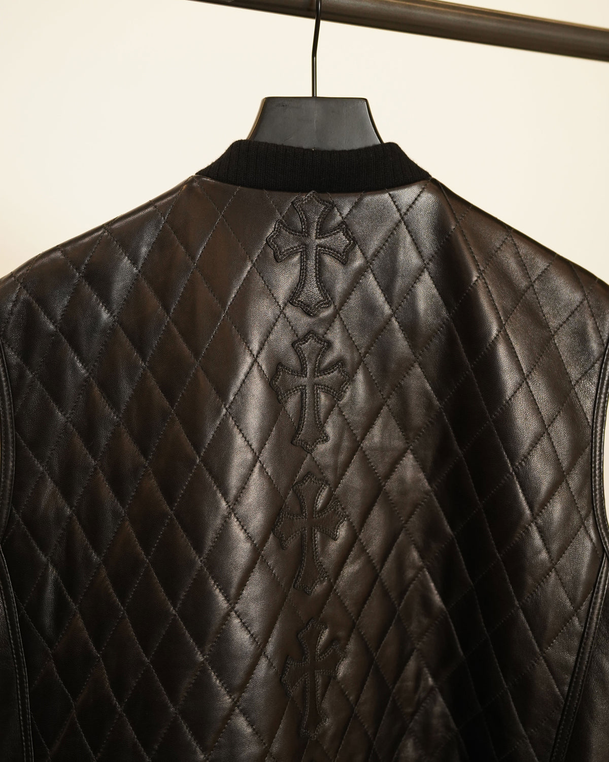 Quilted Leather Cross Patch Vest
