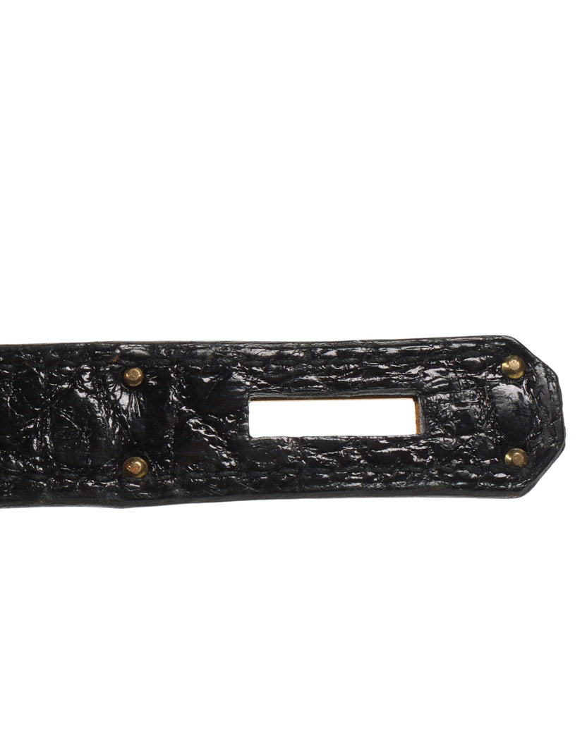 Black Shiny Alligator Mississippiensis Birkin 35 Brass Hardware