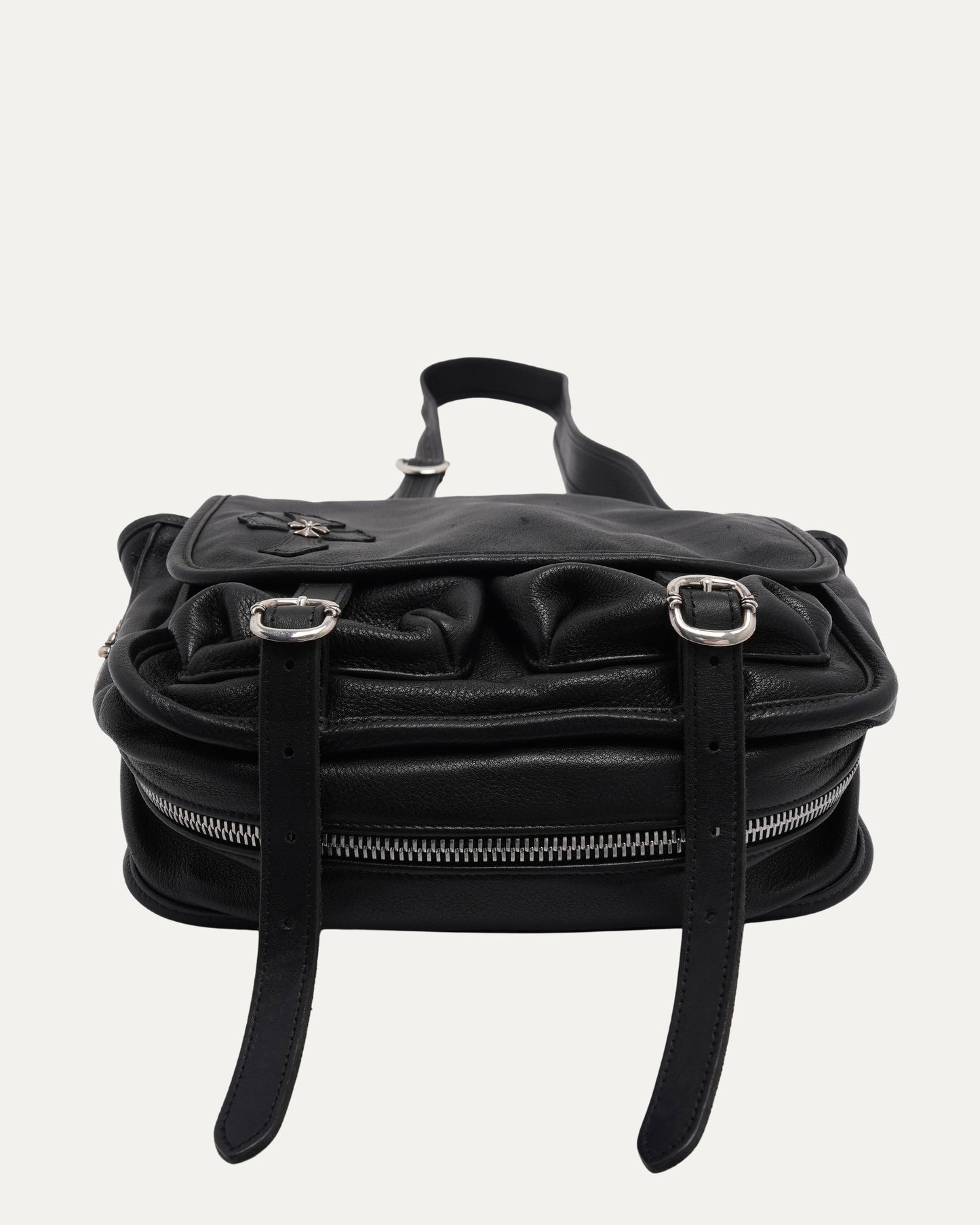 Silver Embellished Cross Patch Messenger Bag