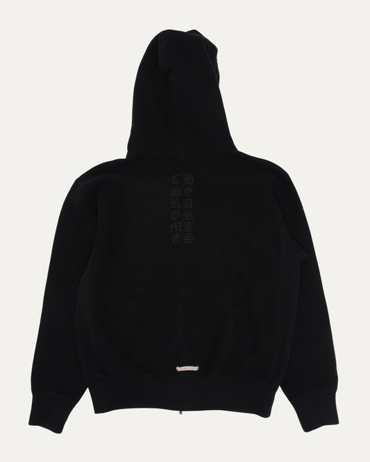 Black Embroidered Vine Dagger Zip Up Hoodie