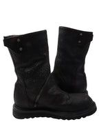 Rick Owens Blistered Leather Spiral Zip Creeper Boots