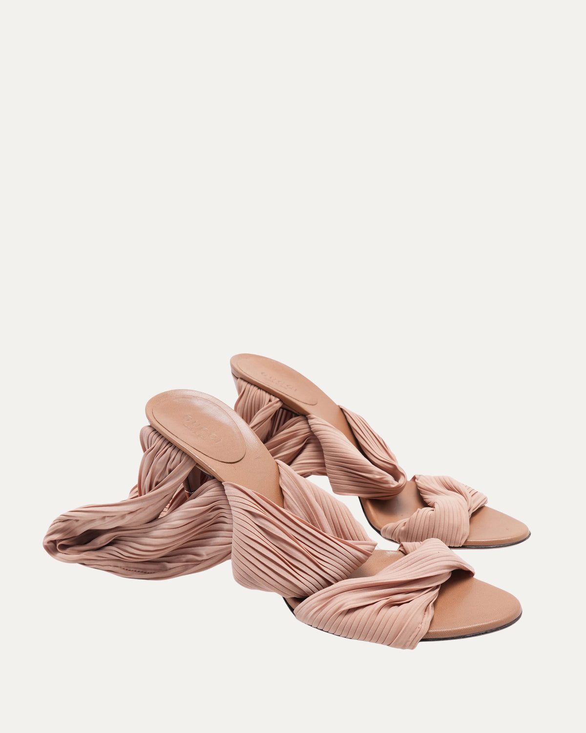 SS 2004 Plisse Stretch Satin Bamboo Heel Shoes