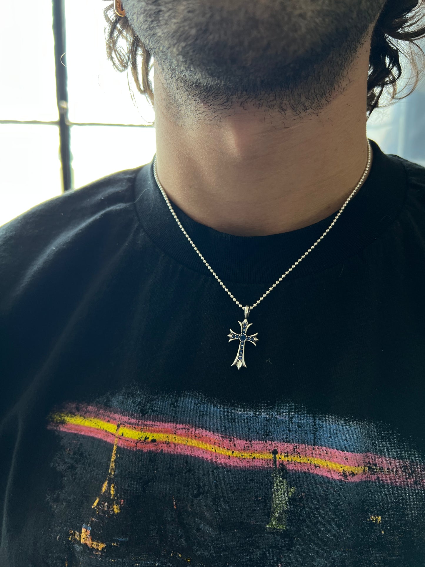 Sapphire Cross Pendant w/ Chain