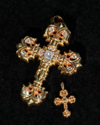 22k Gold & Diamond Large Filigree Cross Pendant