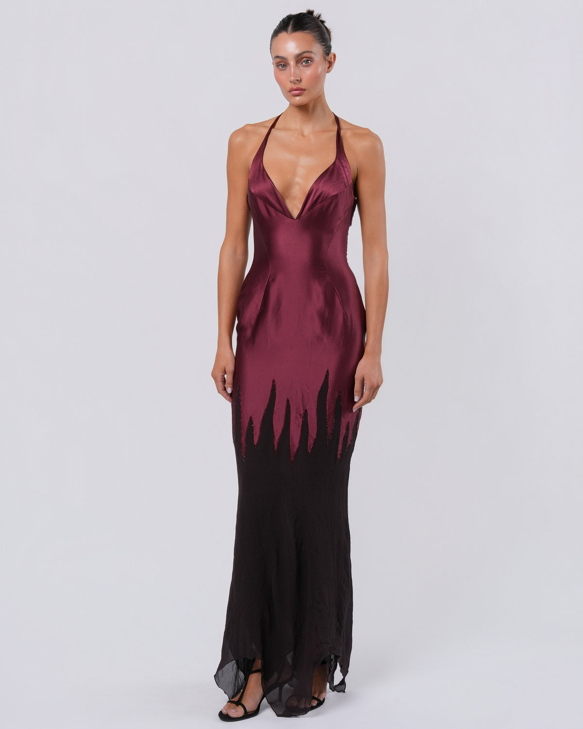 c. 2000 Rhinestone Flame Detail Gown