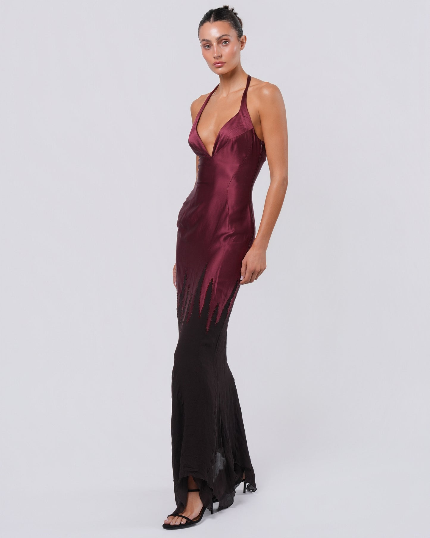 c. 2000 Rhinestone Flame Detail Gown