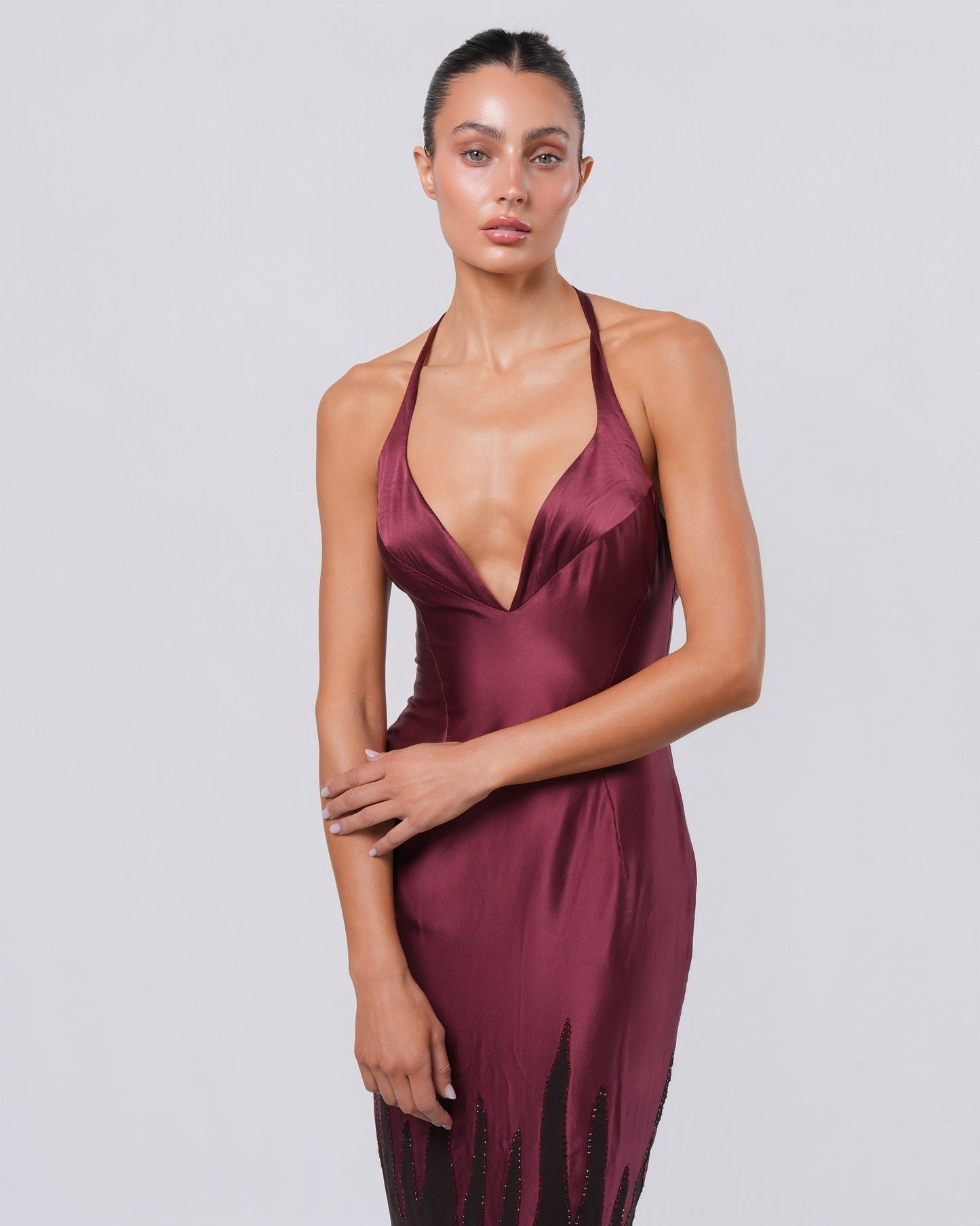 c. 2000 Rhinestone Flame Detail Gown