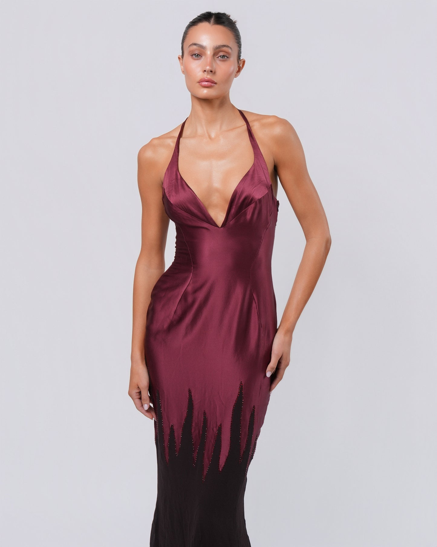 c. 2000 Rhinestone Flame Detail Gown