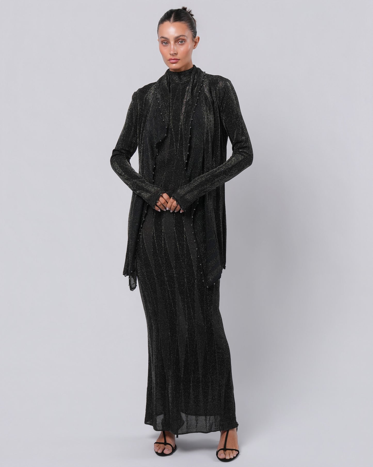 FW 1999 Metallic Lurex Gown and Jacket with Bead Detail