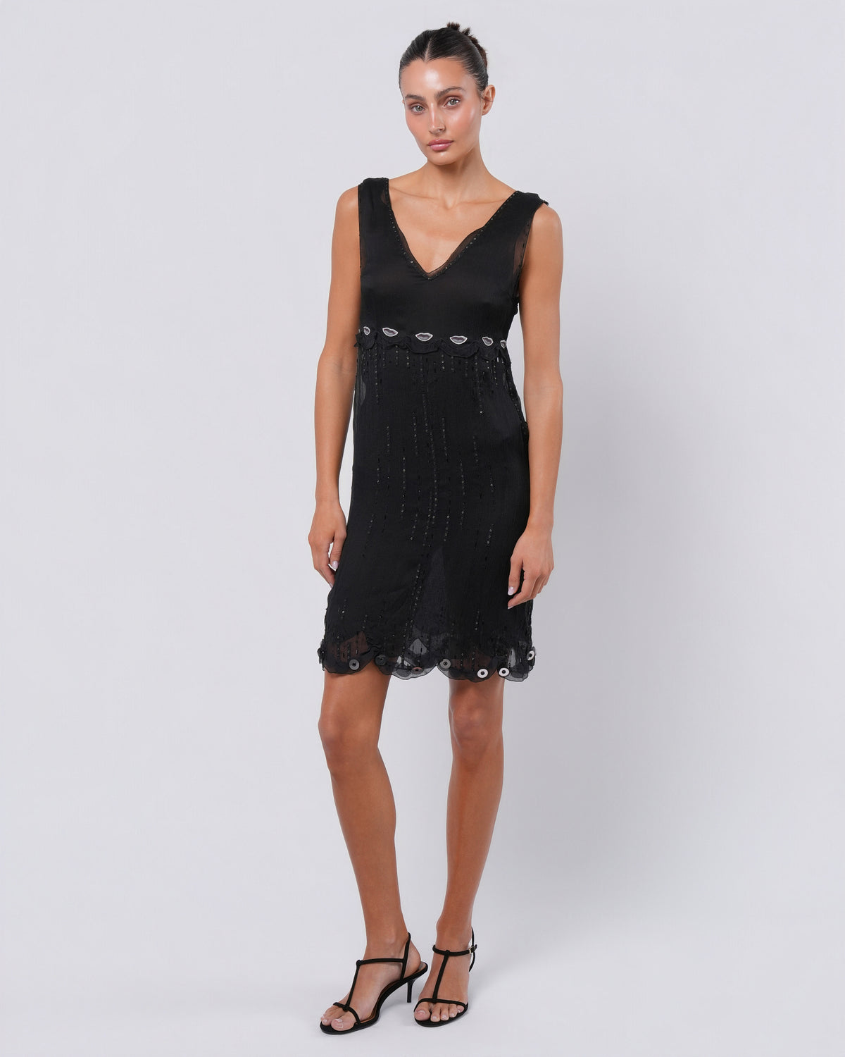 SS 2000 Silk Embroidered Dress with Lip Motif
